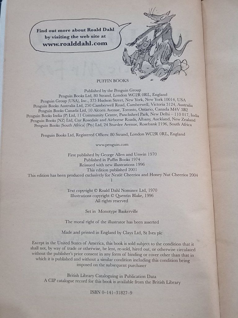  Fantastic Mr Fox – Roald Dahl 