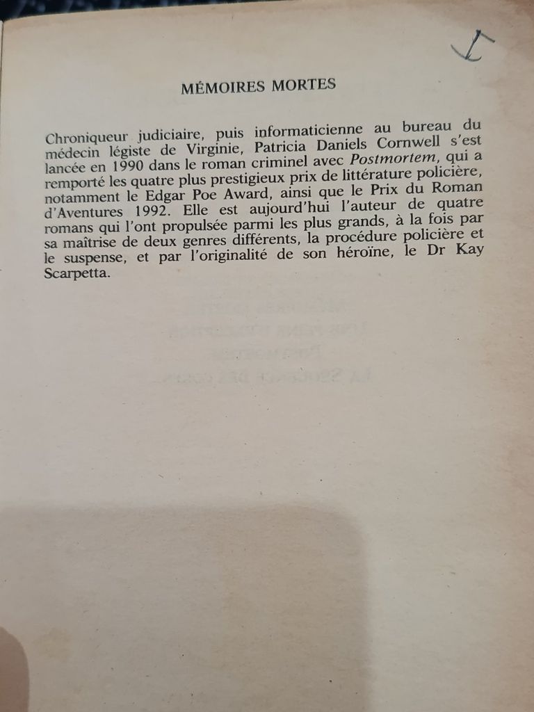  Mémoires Mortes – Patricia Cornwell 