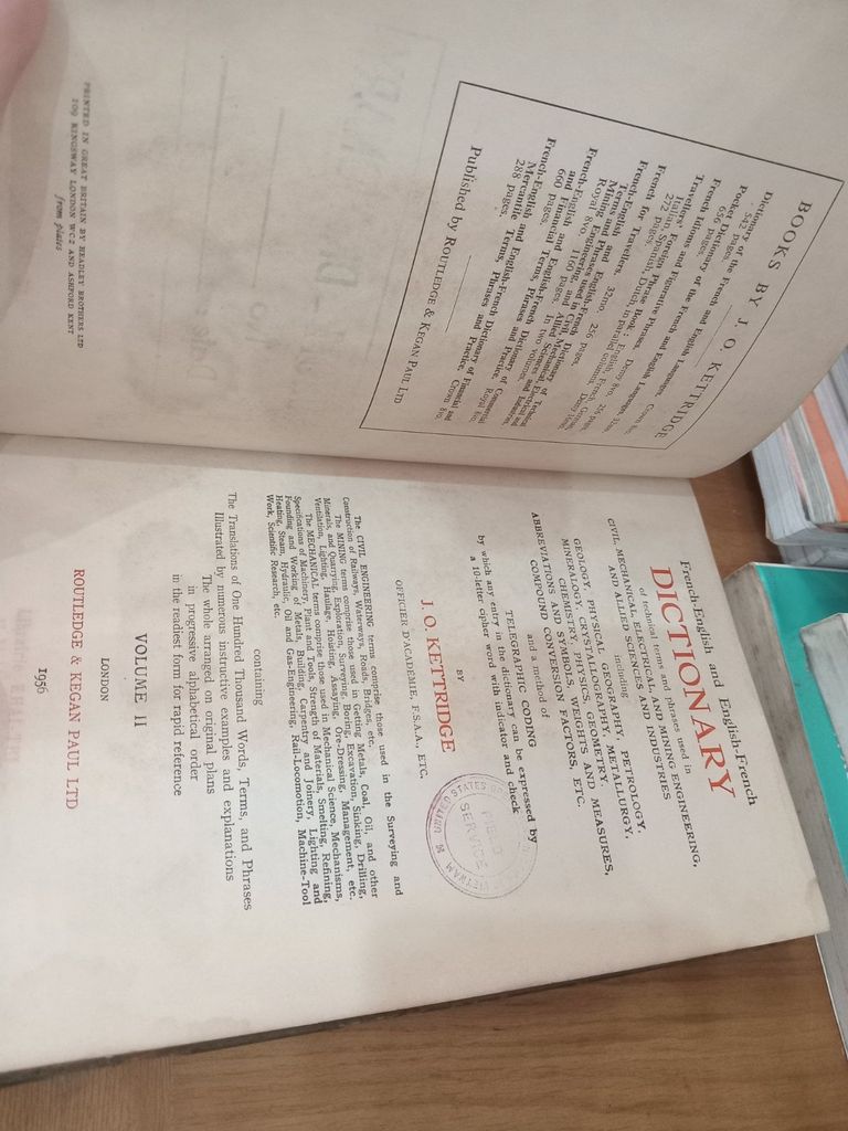  French-English And English-French Dictionary – J.O. Kettridge 
