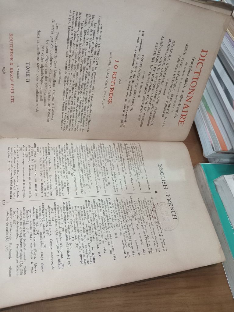  French-English And English-French Dictionary – J.O. Kettridge 