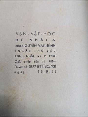  Vạn Vật Học Lớp Đệ Nhất – Nguyễn Văn Đĩnh 