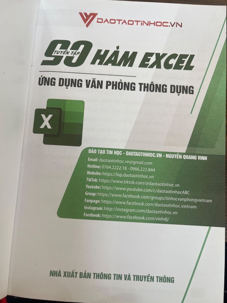  Tuyển Tập 90 Hàm Excel: Ứng Dụng Văn Phòng Thông Dụng – Nguyễn Quang Vinh 