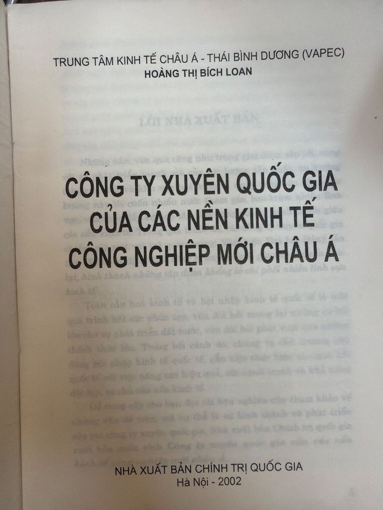  Công Ty Xuyên Quốc Gia Của Các Nền Kinh Tế Công Nghiệp Mới Châu Á – Hoàng Thị Bích Loan 