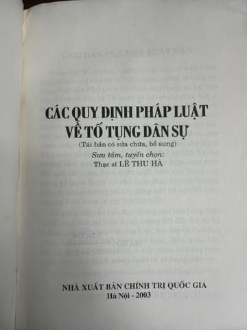  Các Quy Định Pháp Luật Về Tố Tụng Dân Sự – Thạc Sĩ Lê Thu Hà 