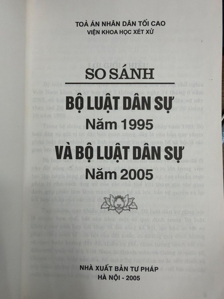  So Sánh Bộ Luật Dân Sự Năm 1995 Và Bộ Luật Dân Sự Năm 2005 