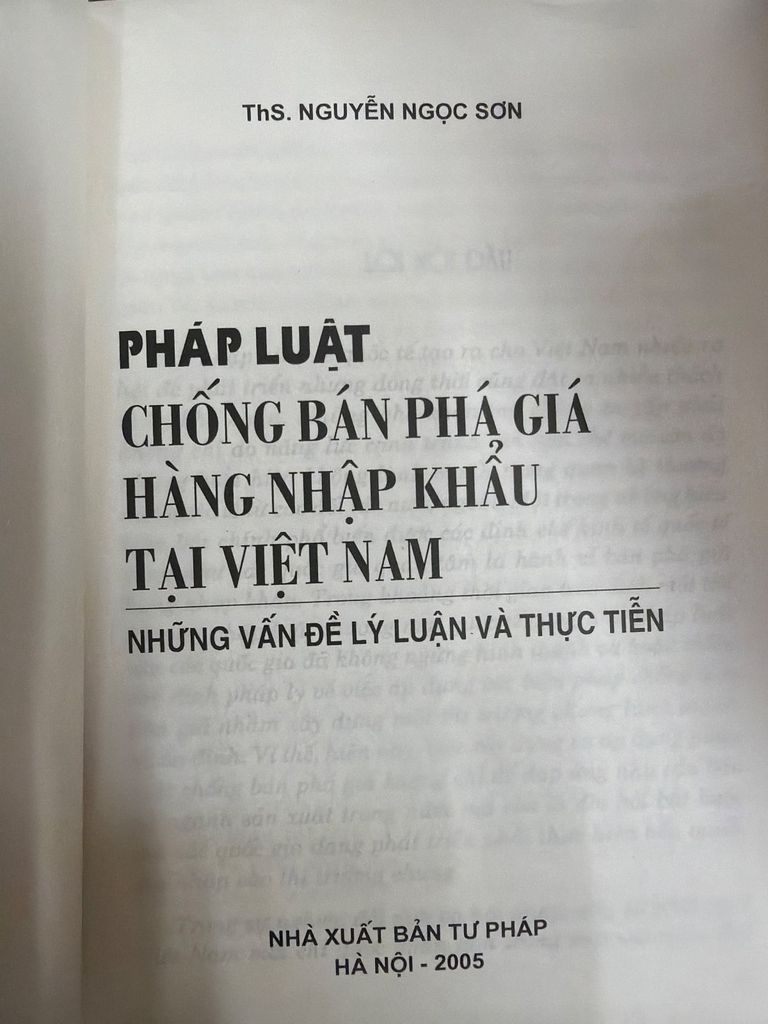  Pháp Luật Chống Bán Phá Giá Hàng Nhập Khẩu Tại Việt Nam: Những Vấn Đề Lý Luận Và Thực Tiễn – Nguyễn Ngọc Sơn 