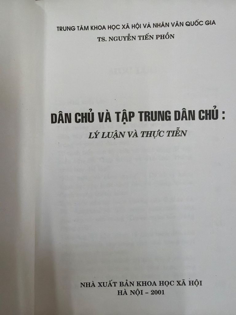  Dân Chủ Và Tập Trung Dân Chủ: Lý Luận Và Thực Tiễn – Nguyễn Tiến Phòn 