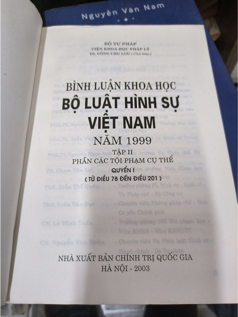  Bình Luận Khoa Học Bộ Luật Hình Sự Việt Nam Năm 1999 - Ts. Uông Chu Lưu 