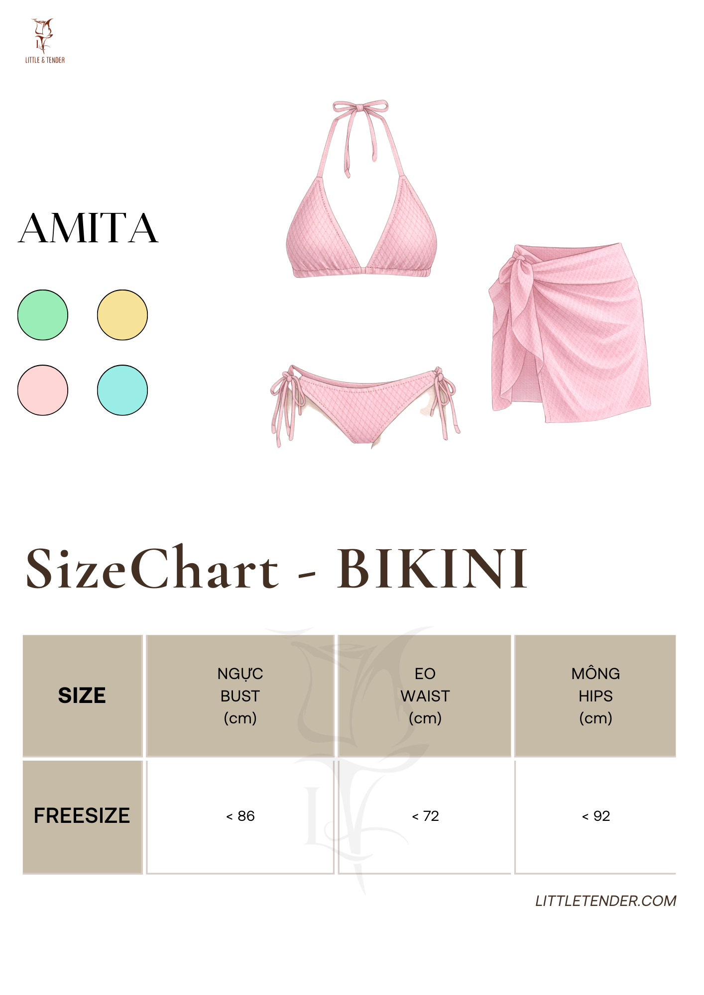 AMITA SWIMSUIT - Set 3 Món Vải Xốp Với 4 Tone Màu Trẻ Trung