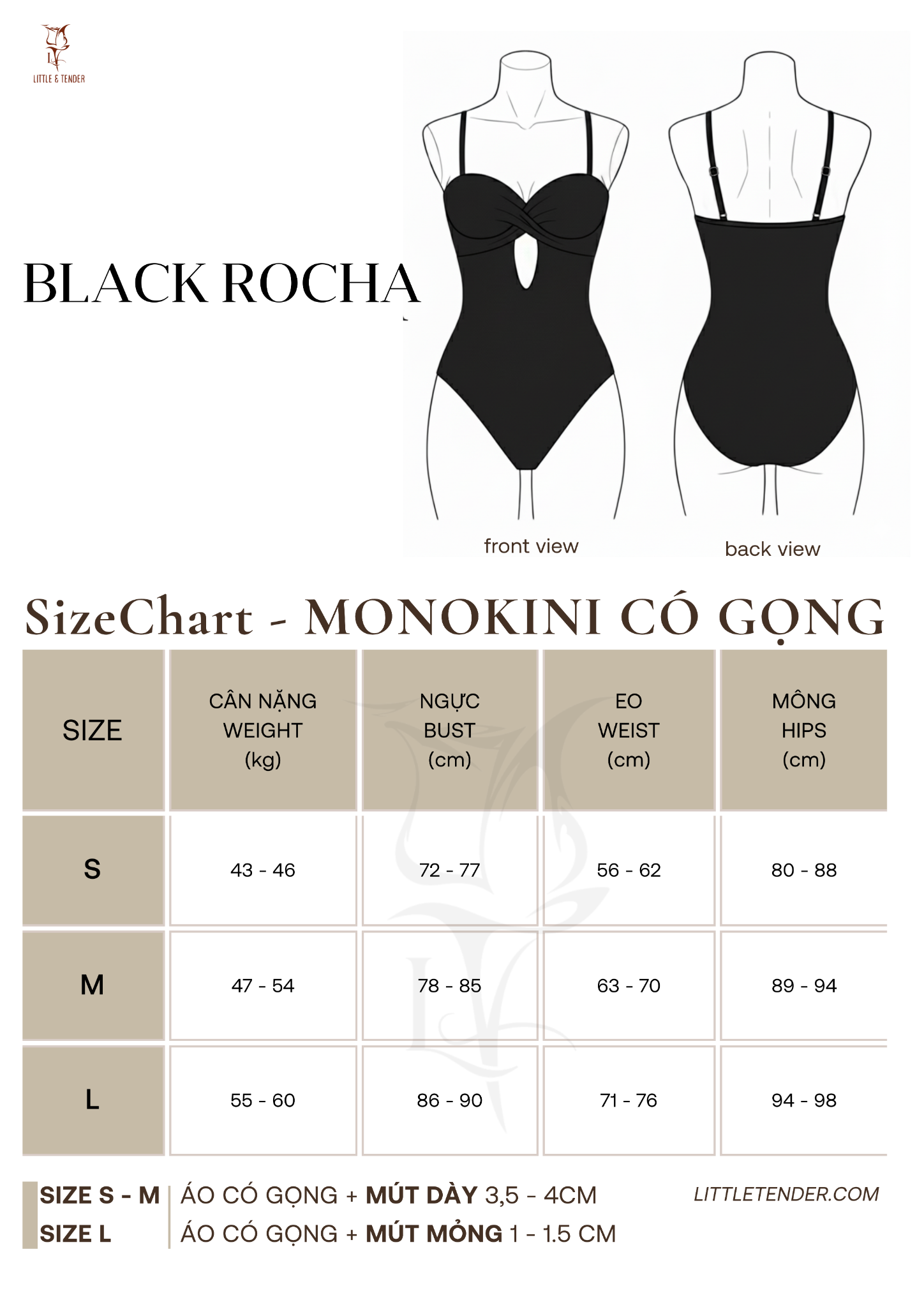 Black Rocha Swimsuit  - Áo Tắm 1 Mảnh Gọng V