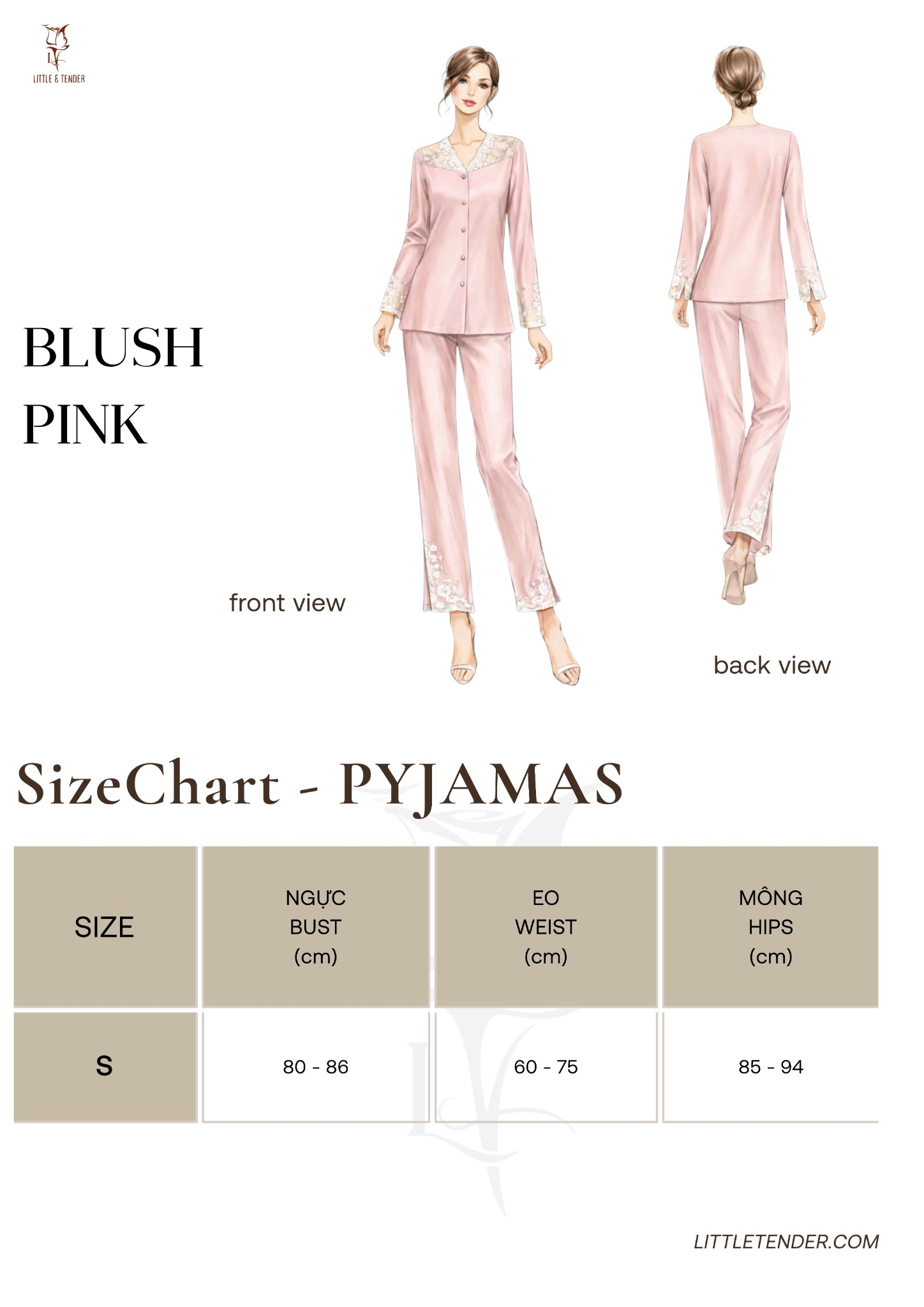 BLUSH PINK SILK PYJAMAS -  SET ĐỒ NGỦ LỤA DÀI CAO CẤP PHỐI REN ĐỘC ĐÁO