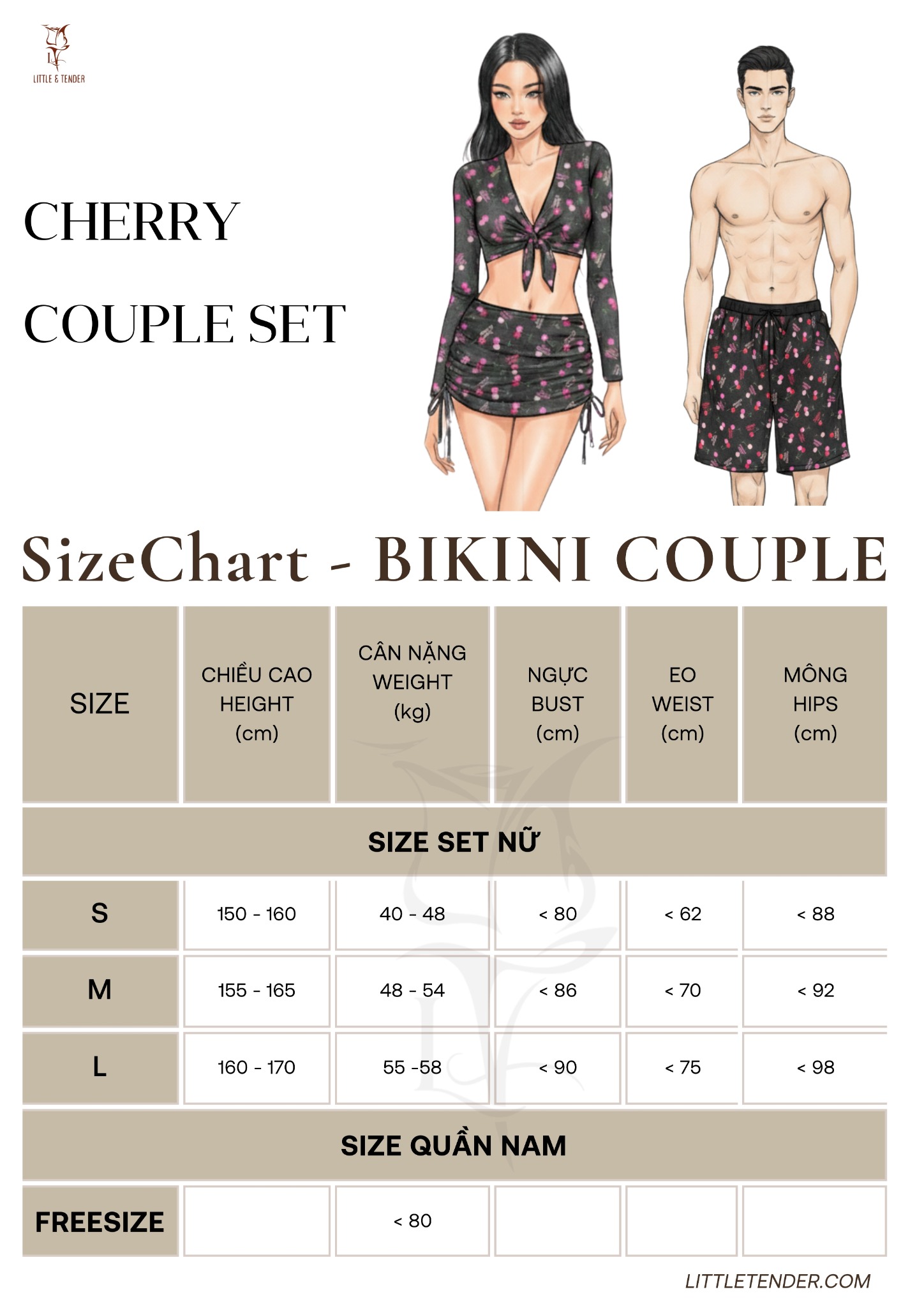 CHERRY COUPLE SET - SET BIKINI COUPLE HỌA TIẾT CHERRY DỄ THƯƠNG