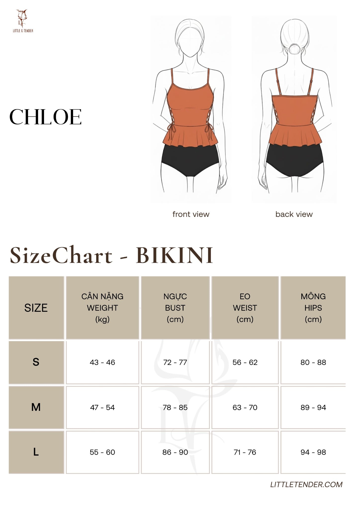 CHLOE SWIMSUIT - BIKINI KÍN ĐÁO CỔ ĐIỂN MÀU CAM ĐẤT