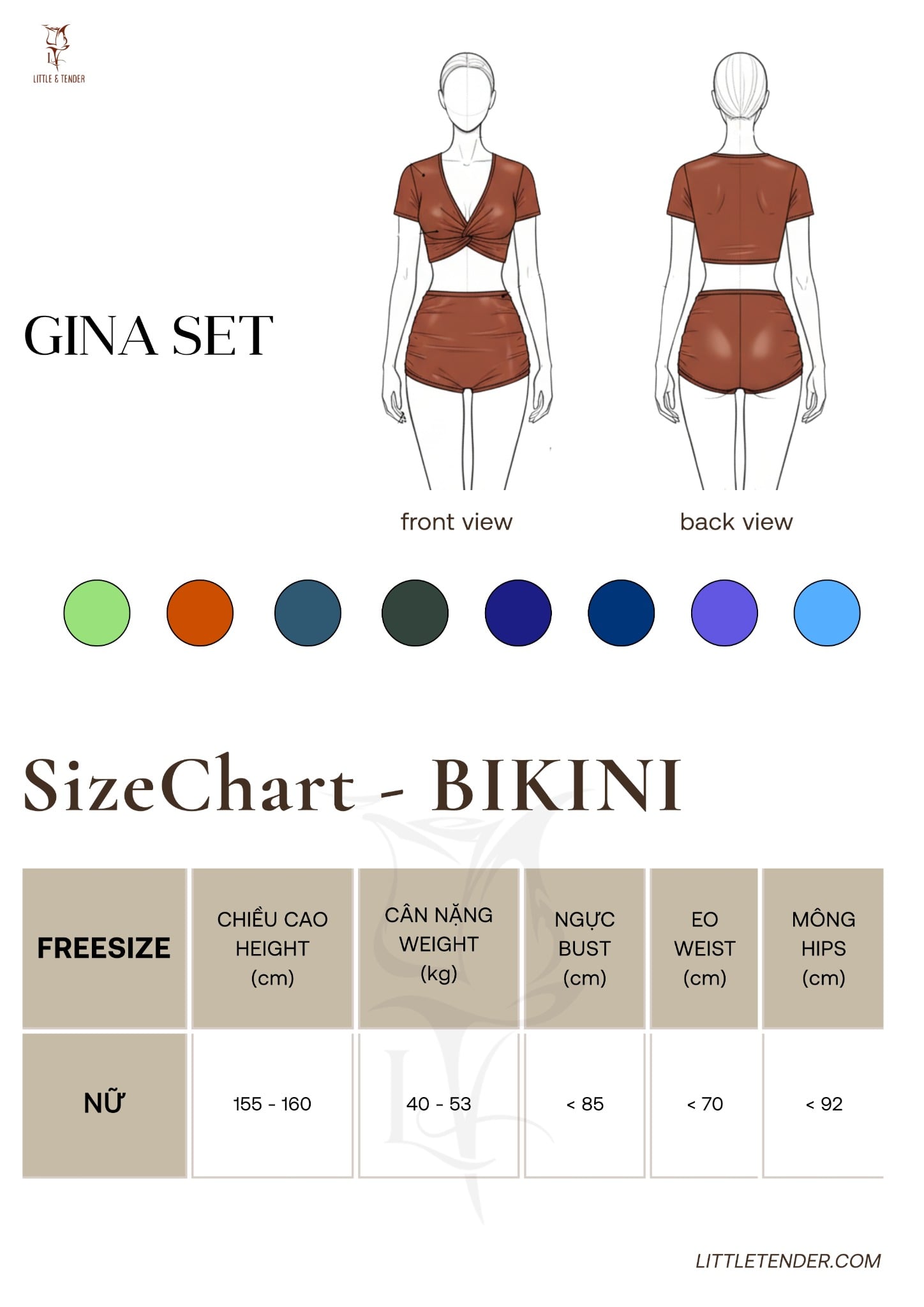 GINA SWIMSUIT SET - SET ÁO TẮM 2 MẢNH VỚI 8 GAM MÀU RỰC RỠ