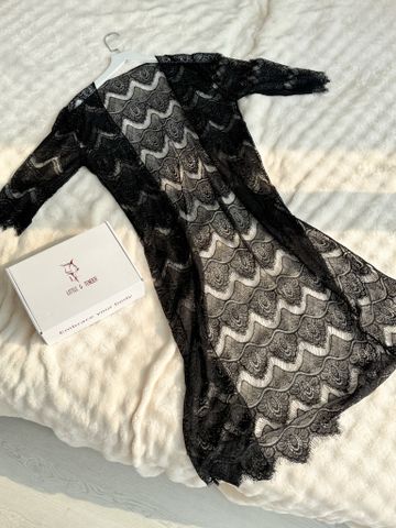 WAVES LONG CARDIGAN - ÁO KHOÁC HỌA TIẾT SÓNG BIỂN MÀU ĐEN