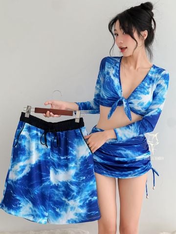 OCEAN COUPLE SET - SET ĐỒ BƠI COUPLE HỌA TIẾT SÓNG BIỂN (SALE)
