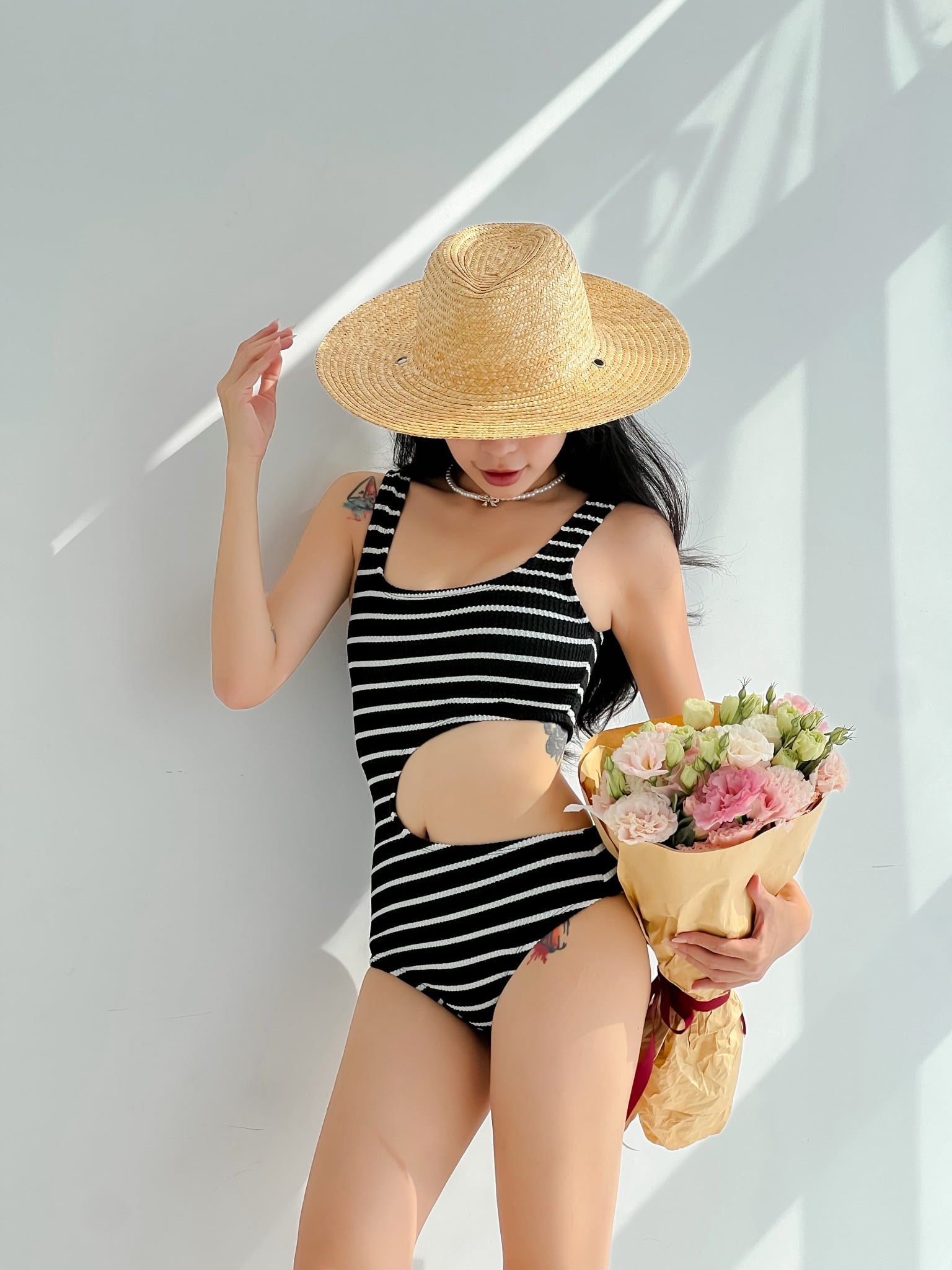 Linea II Swimsuit - Áo Tắm 1 Mảnh Cutout Thun Gân Họa Tiết Sọc
