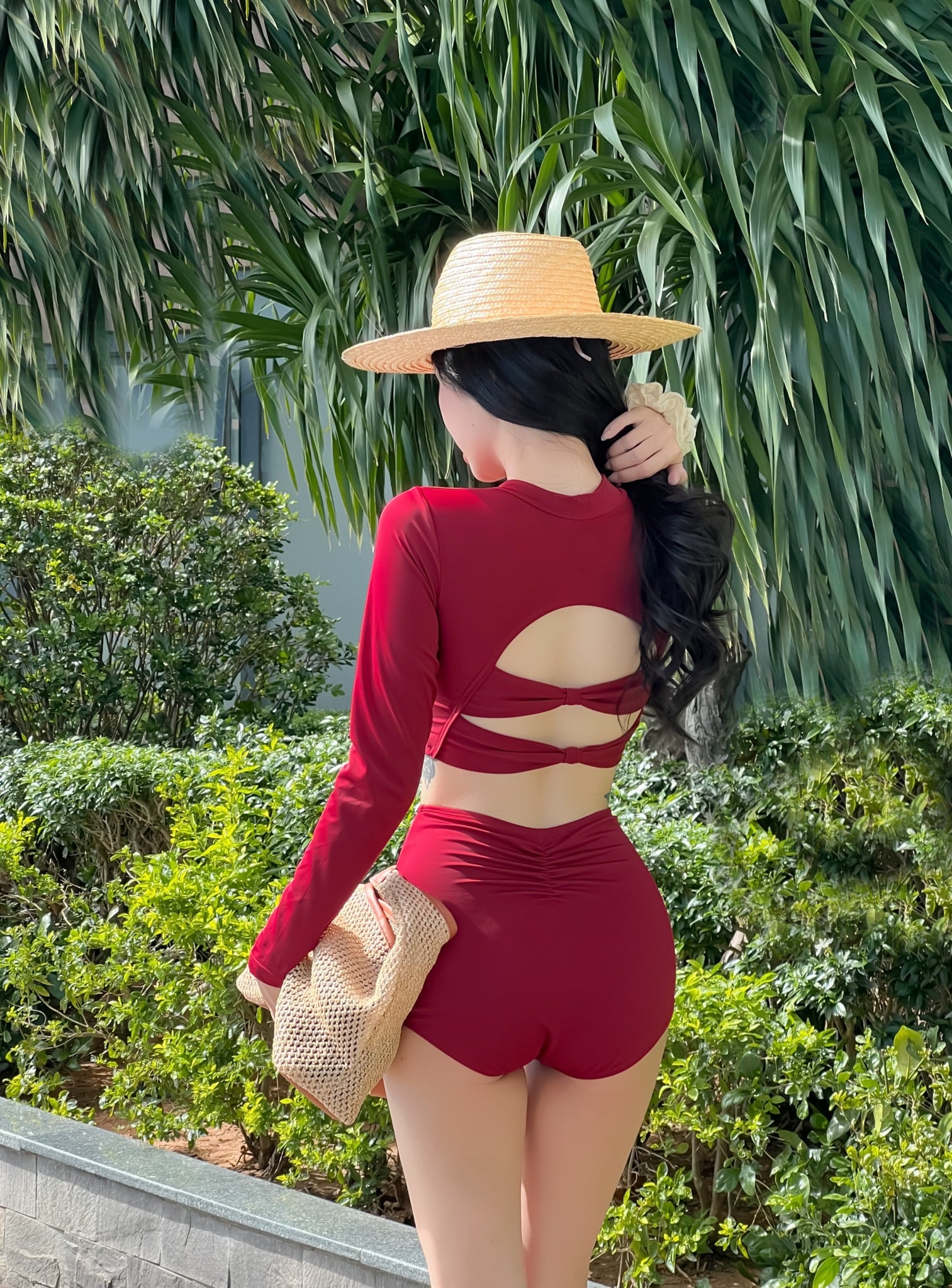 MELINA SWIMSUIT - ÁO TẮM 2 MẢNH TAY DÀI LƯNG 2 NƠ