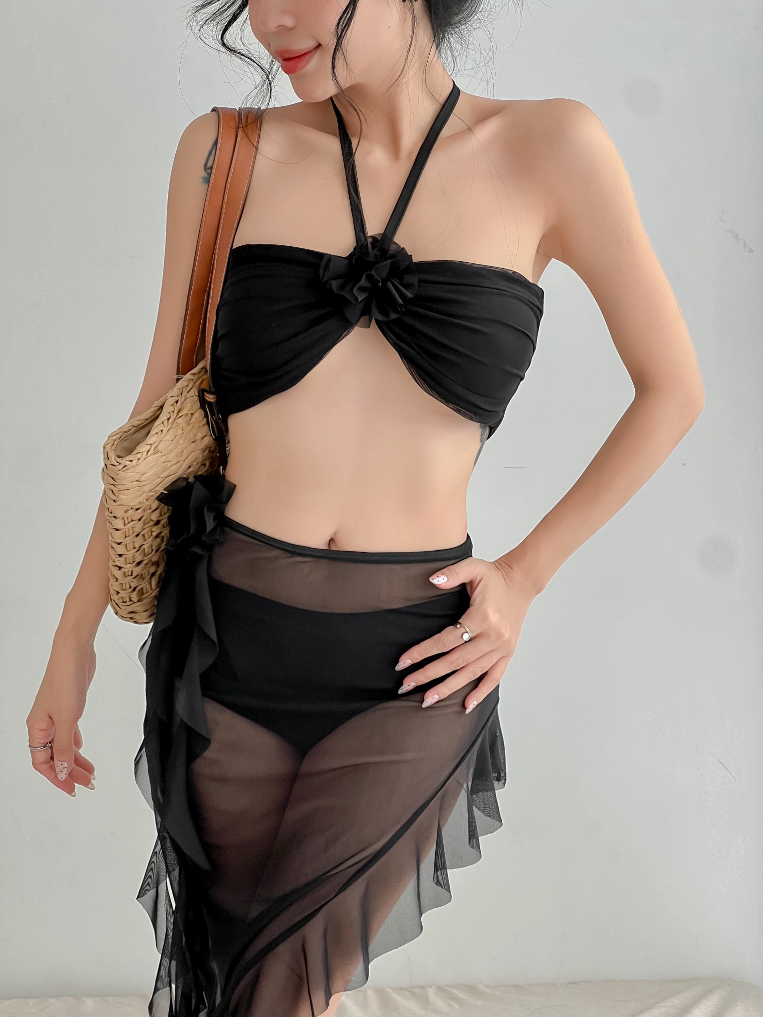 YONA SWIMSUIT - SET BIKINI 3 MÓN PHỐI CHÂN VÁY LƯỚI THOÁNG MÁT (SALE)