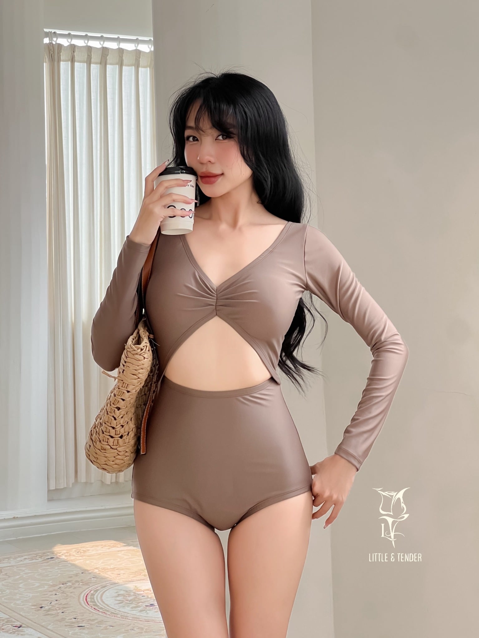 XAVIA SWIMSUIT - ÁO TẮM MỘT MẢNH CUTOUT VẢI BÓNG