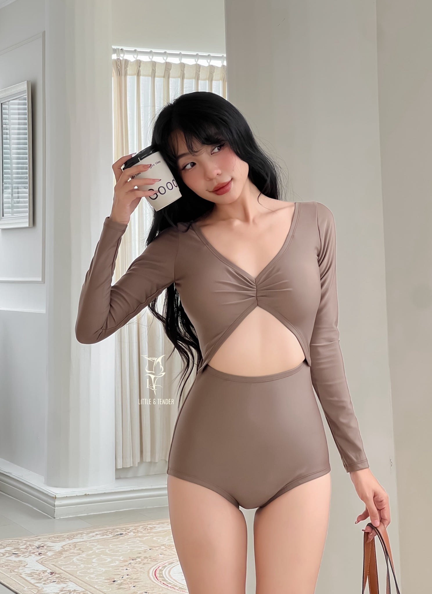 XAVIA SWIMSUIT - ÁO TẮM MỘT MẢNH CUTOUT VẢI BÓNG