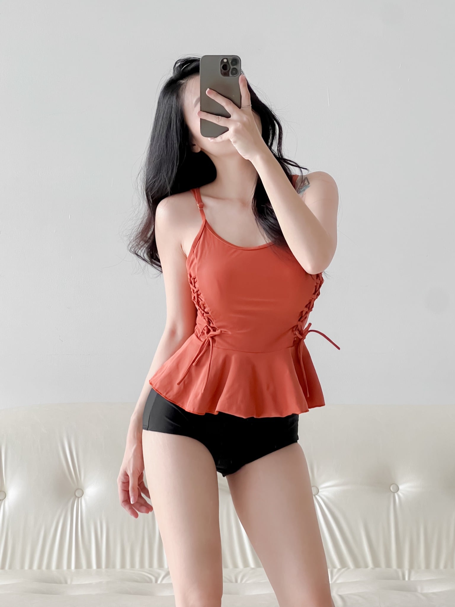 CHLOE SWIMSUIT - BIKINI KÍN ĐÁO CỔ ĐIỂN MÀU CAM ĐẤT