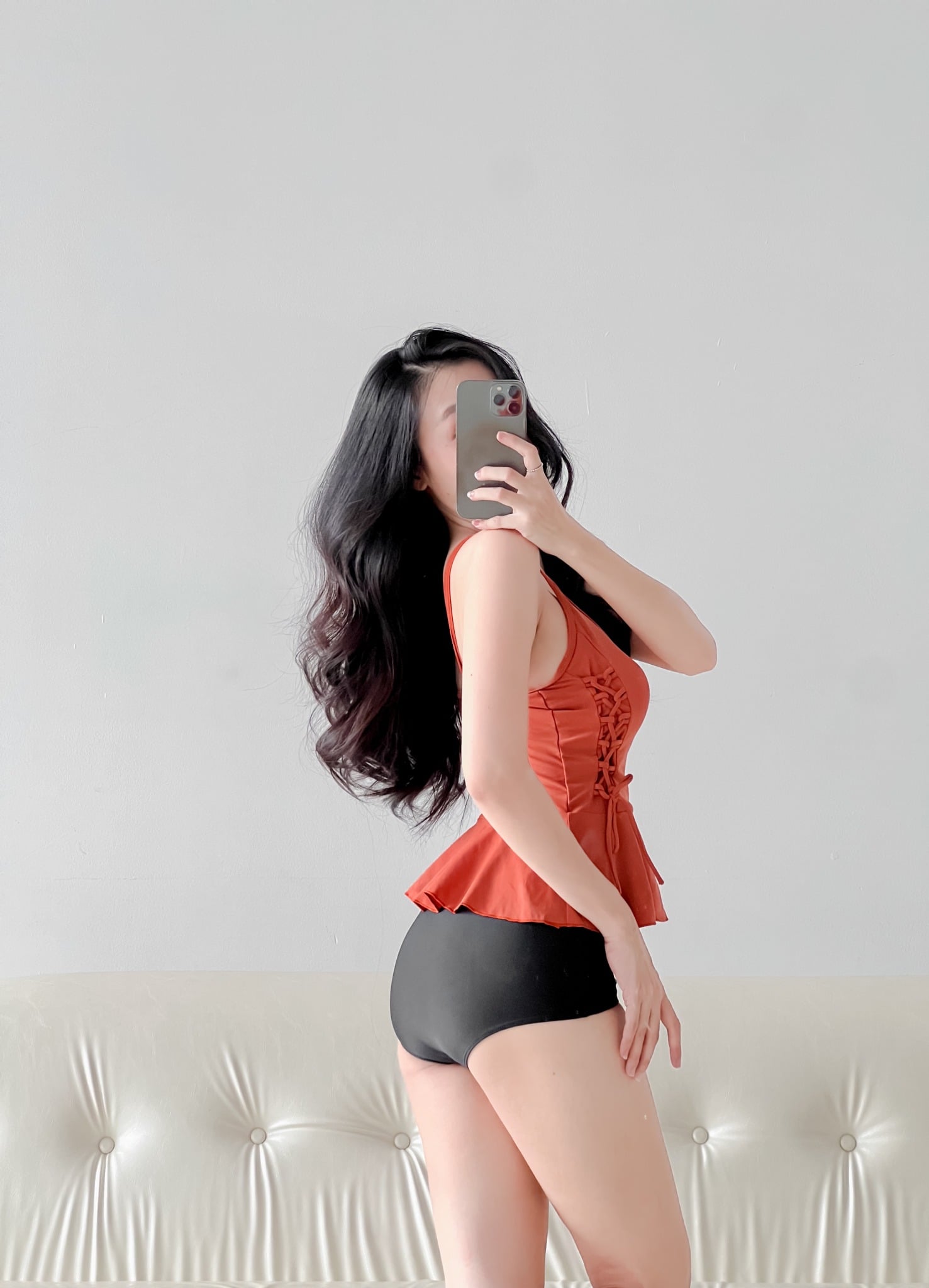 CHLOE SWIMSUIT - BIKINI KÍN ĐÁO CỔ ĐIỂN MÀU CAM ĐẤT