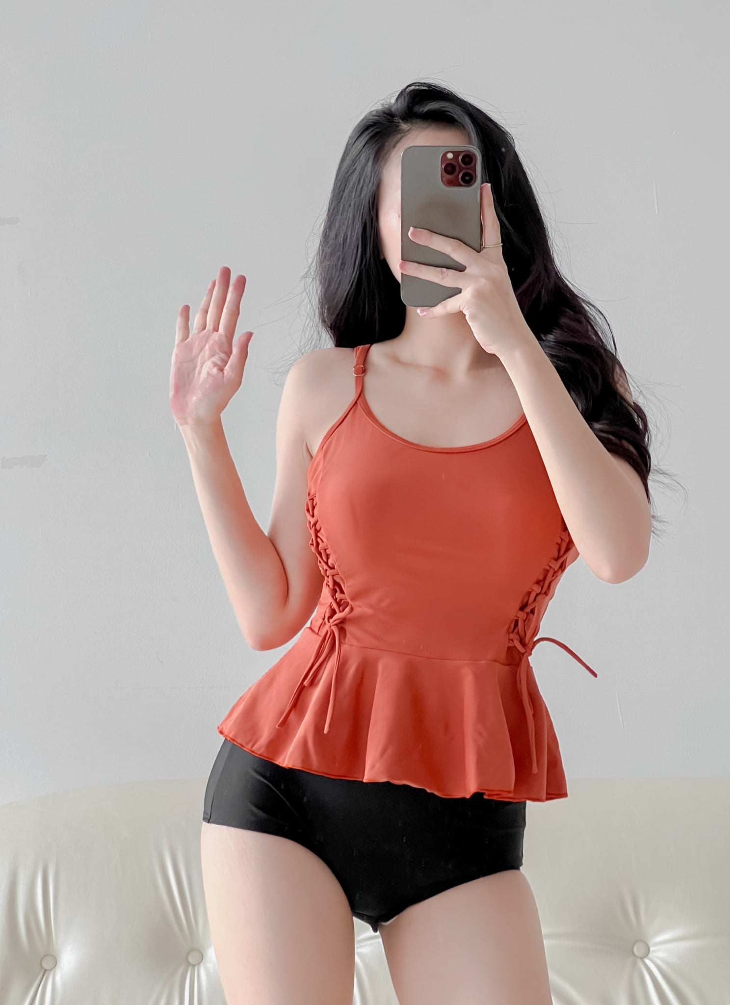 CHLOE SWIMSUIT - BIKINI KÍN ĐÁO CỔ ĐIỂN MÀU CAM ĐẤT