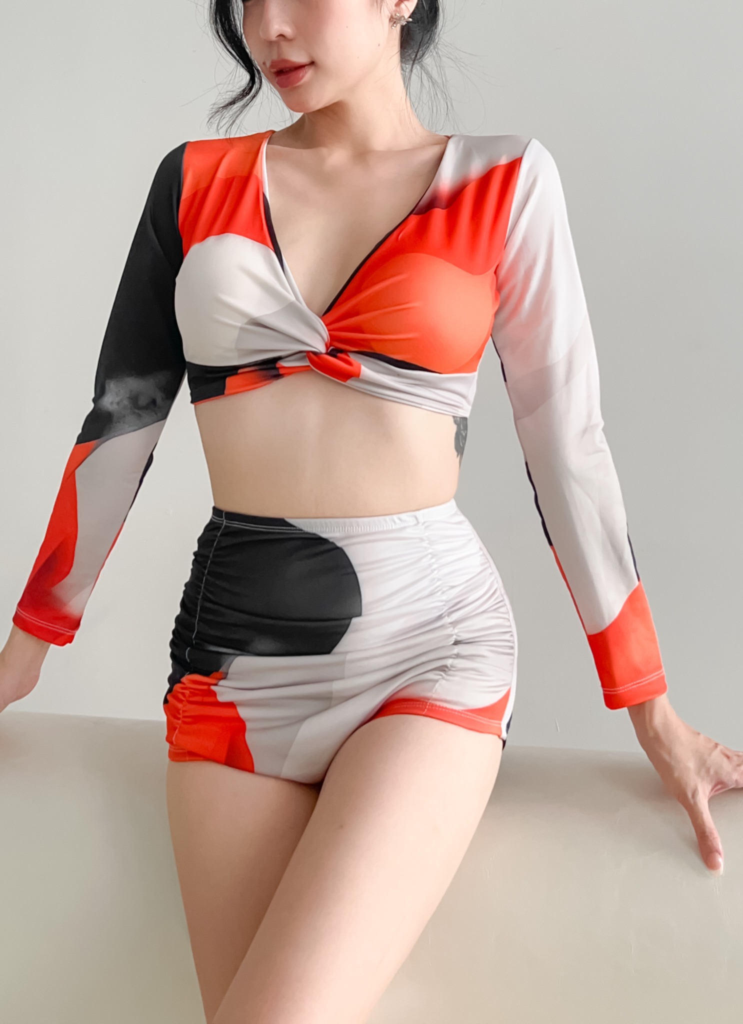 Edgy Match Couple Set - SET BIKINI COUPLE LOANG MÀU BÒ SỮA