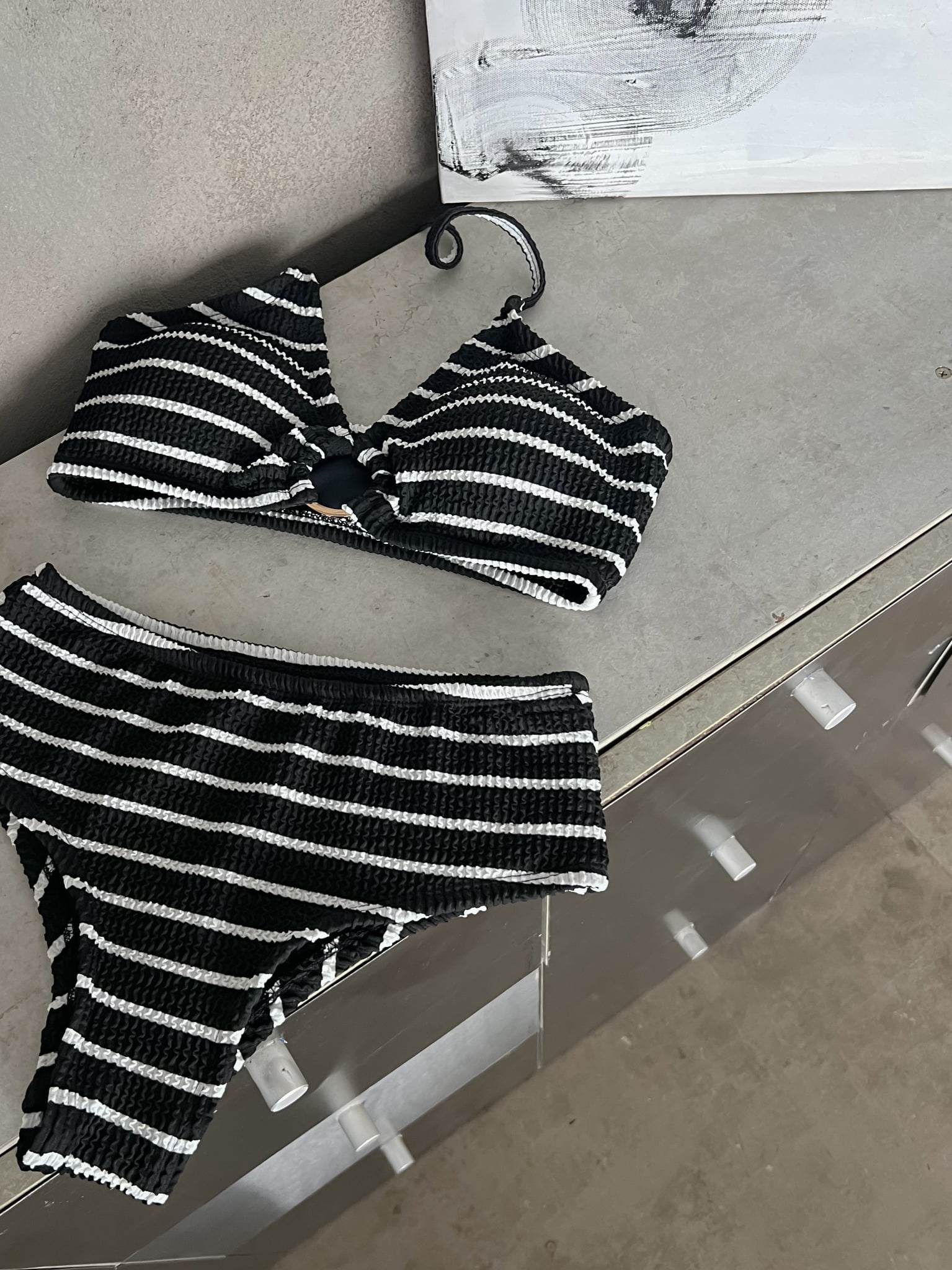 Linea Swimsuit SALE - Áo Tắm 2 Mảnh Thun Gân Họa Tiết Sọc