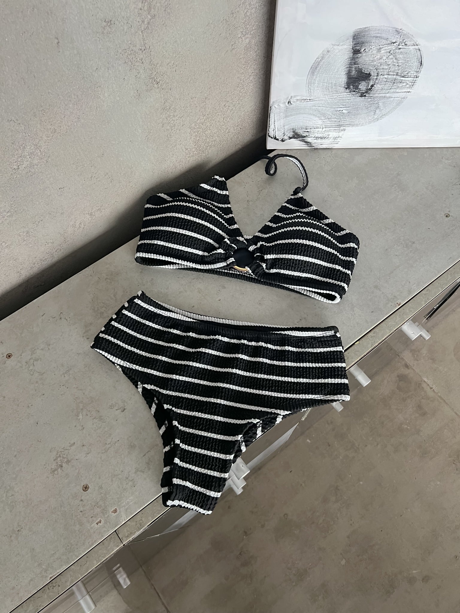 Linea Swimsuit SALE - Áo Tắm 2 Mảnh Thun Gân Họa Tiết Sọc