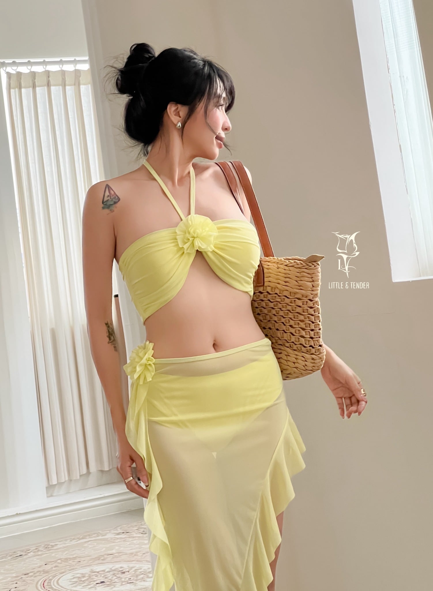 YONA SWIMSUIT - SET BIKINI 3 MÓN PHỐI CHÂN VÁY LƯỚI THOÁNG MÁT (SALE)
