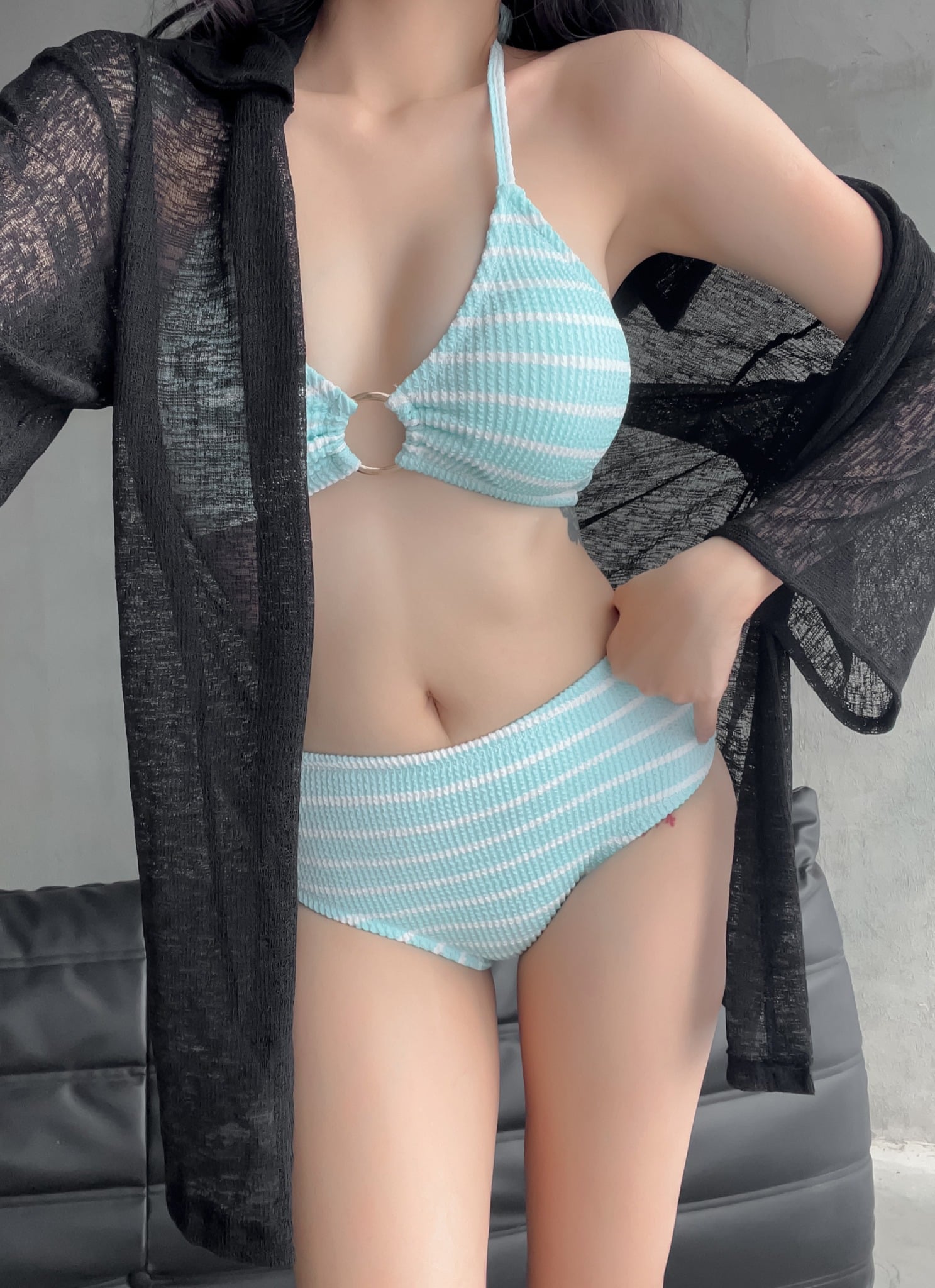 Linea Swimsuit SALE - Áo Tắm 2 Mảnh Thun Gân Họa Tiết Sọc