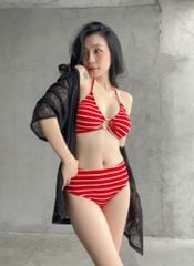 Linea Swimsuit SALE - Áo Tắm 2 Mảnh Thun Gân Họa Tiết Sọc
