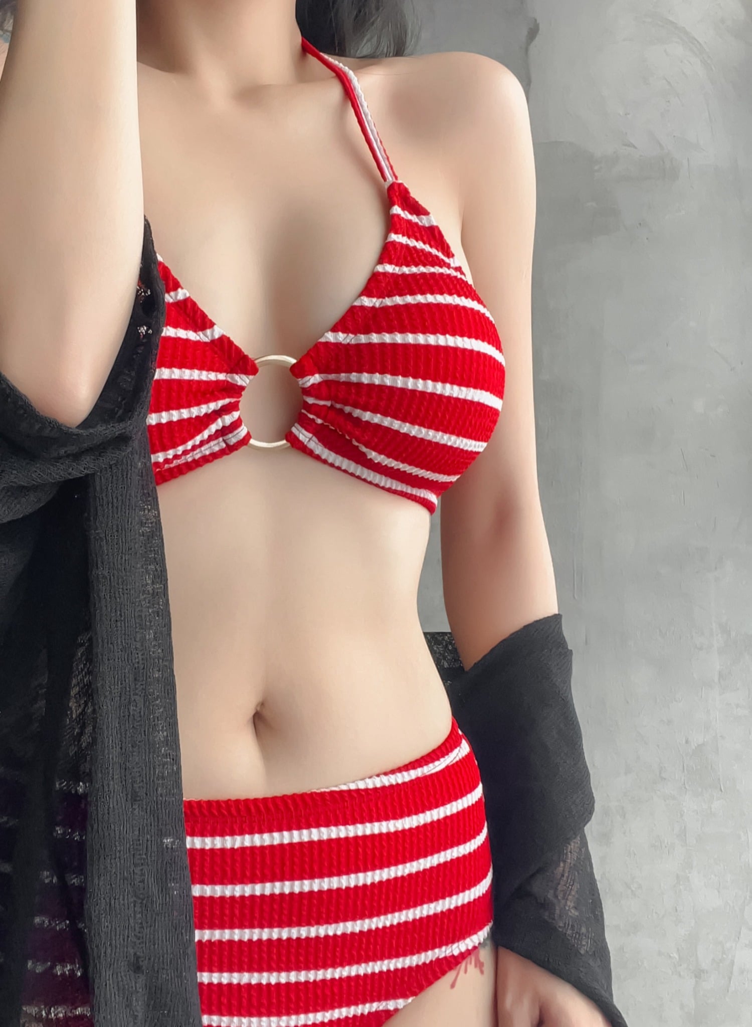 Linea Swimsuit SALE - Áo Tắm 2 Mảnh Thun Gân Họa Tiết Sọc