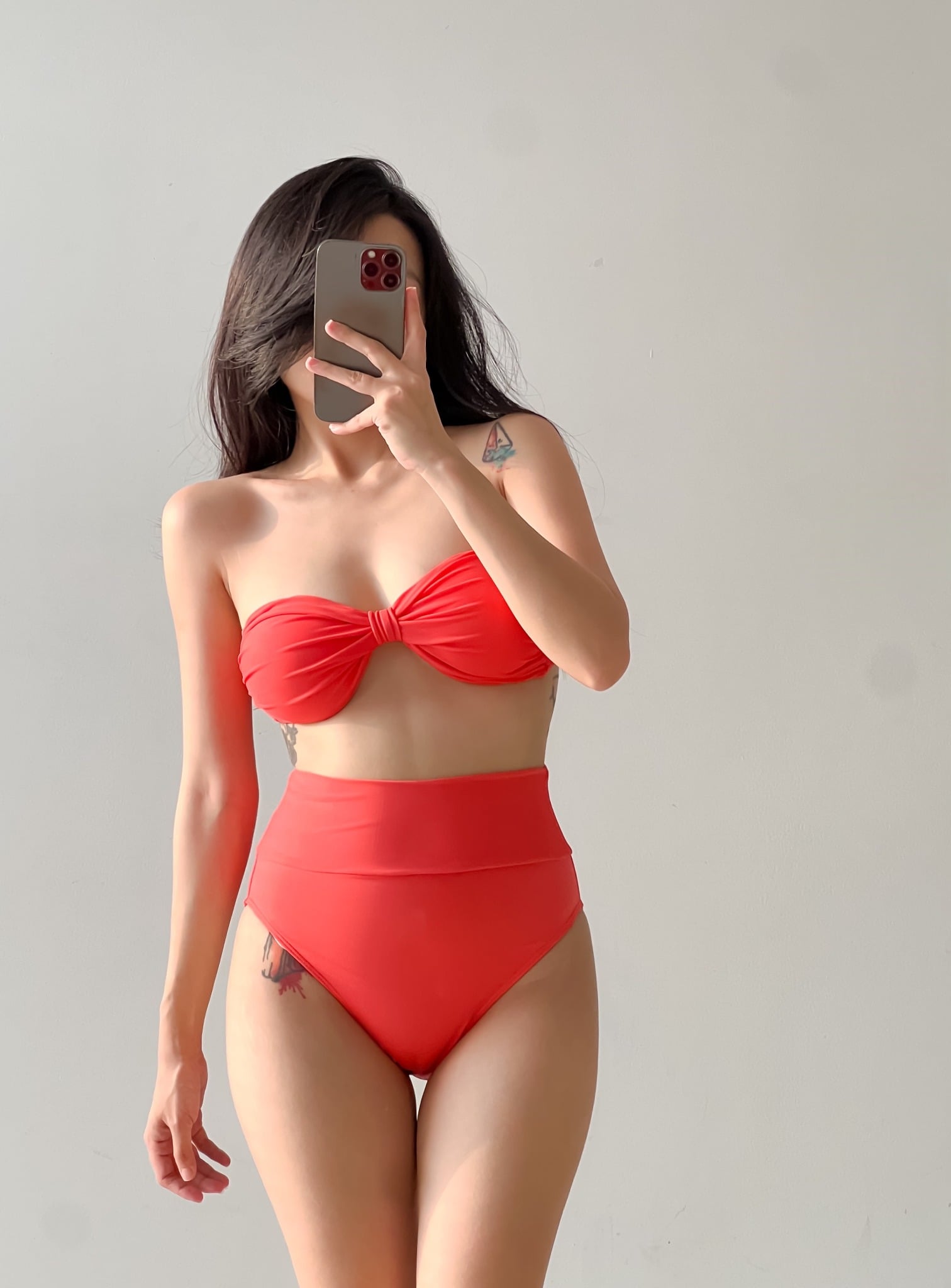 LUNI SWIMSUIT - Bikini set 3 món màu hồng cam