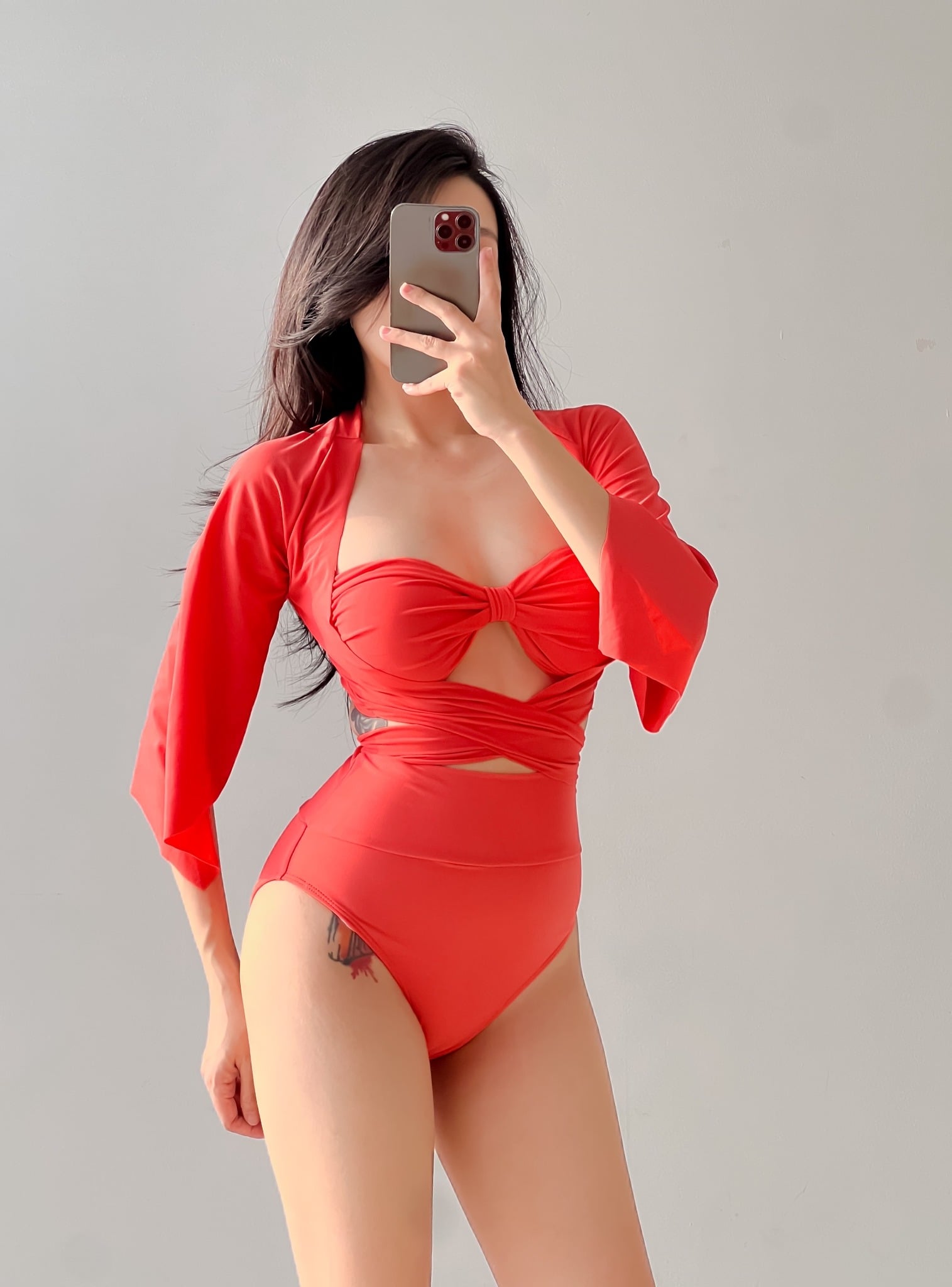 LUNI SWIMSUIT - Bikini set 3 món màu hồng cam