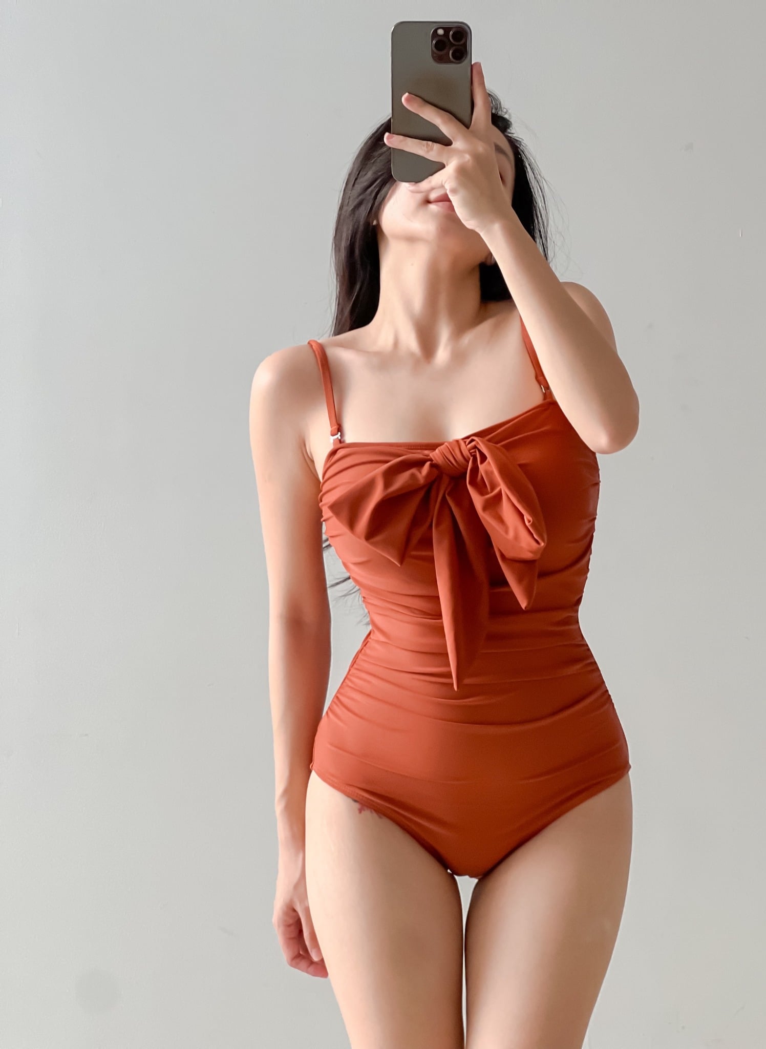 MIREN SWIMSUIT - ÁO TẮM MỘT MẢNH CỘT NƠ MÀU CAM ĐẤT