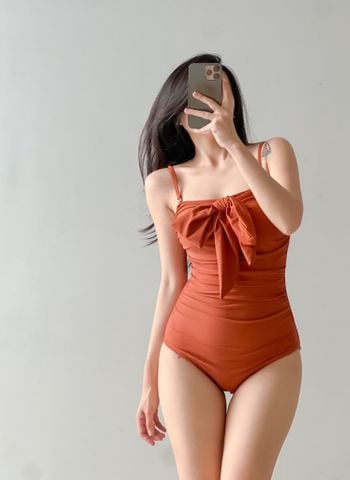 MIREN SWIMSUIT - ÁO TẮM MỘT MẢNH CỘT NƠ MÀU CAM ĐẤT (SALE)