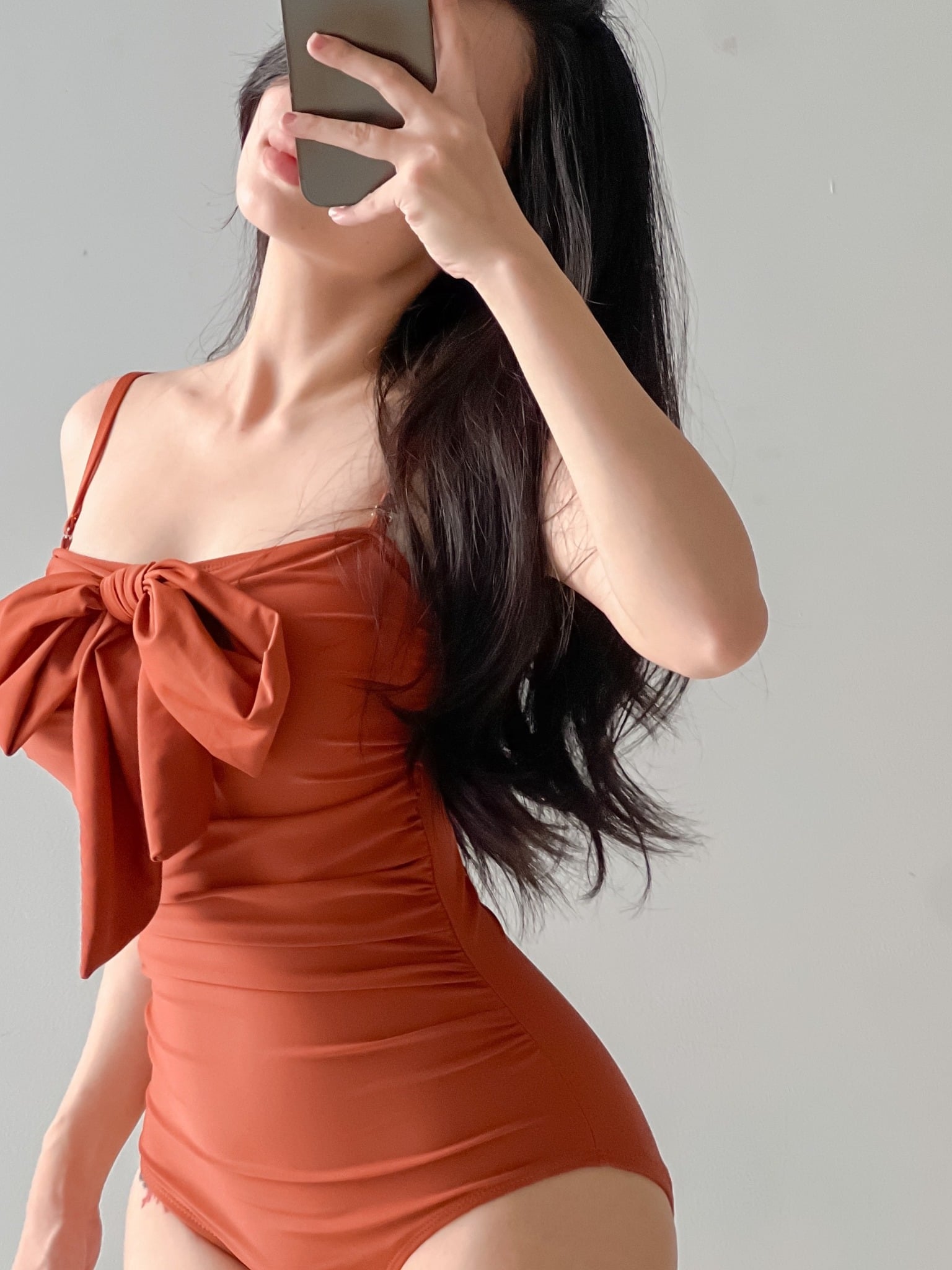 MIREN SWIMSUIT - ÁO TẮM MỘT MẢNH CỘT NƠ MÀU CAM ĐẤT