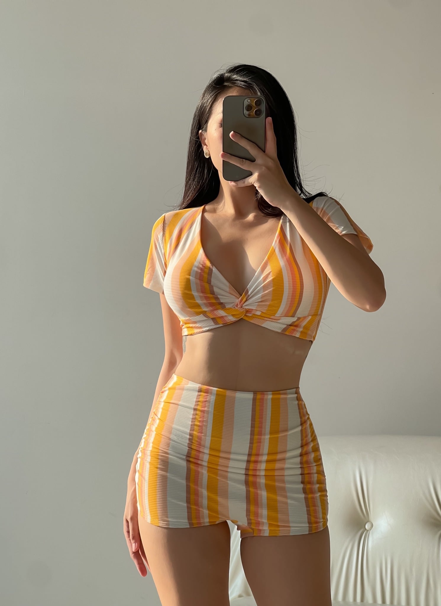 JUICE COUPLE SET SALE - ÁO TẮM 2 MẢNH HỌA TIẾT SỌC CAM