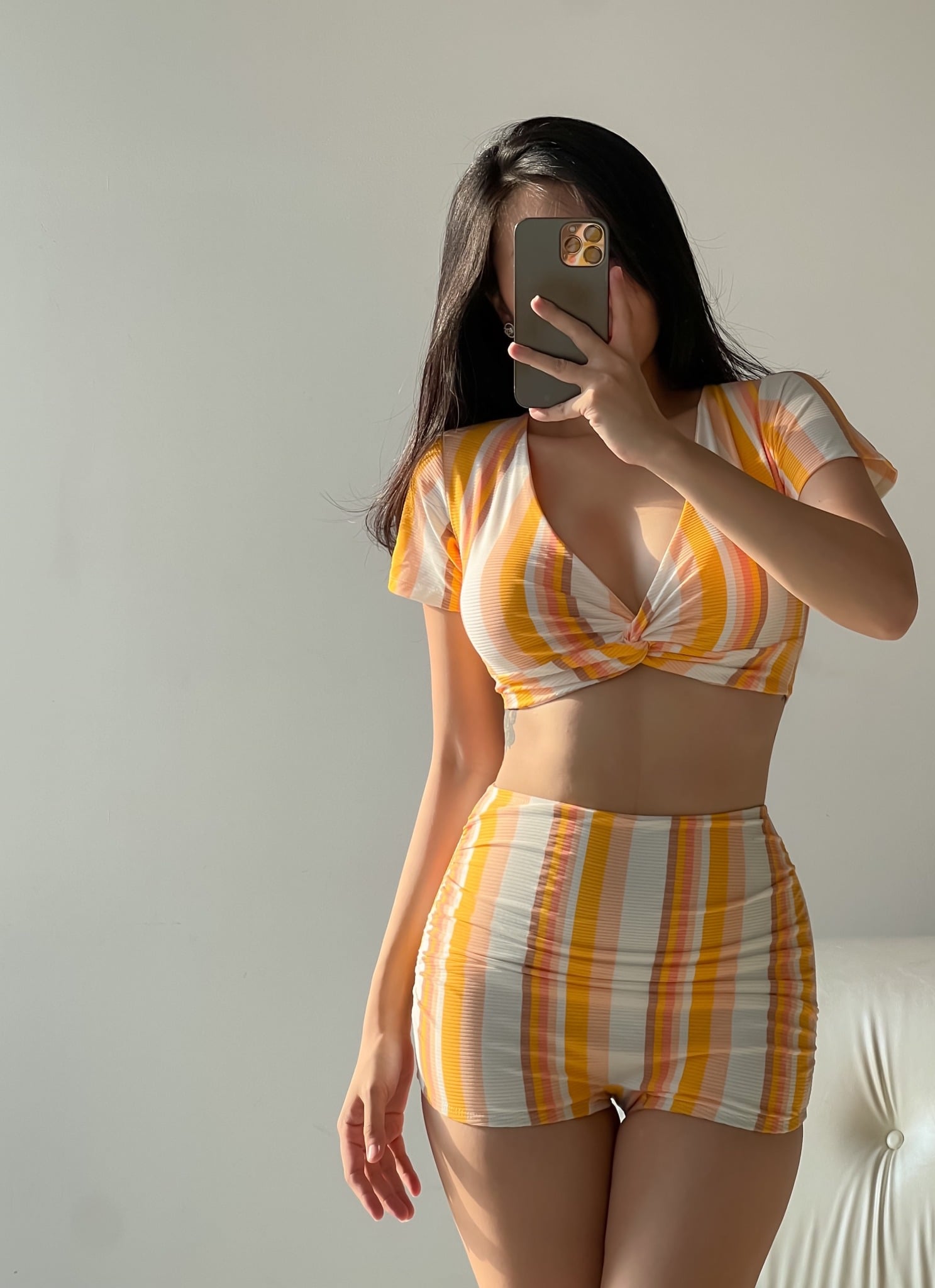 JUICE COUPLE SET SALE - ÁO TẮM 2 MẢNH HỌA TIẾT SỌC CAM