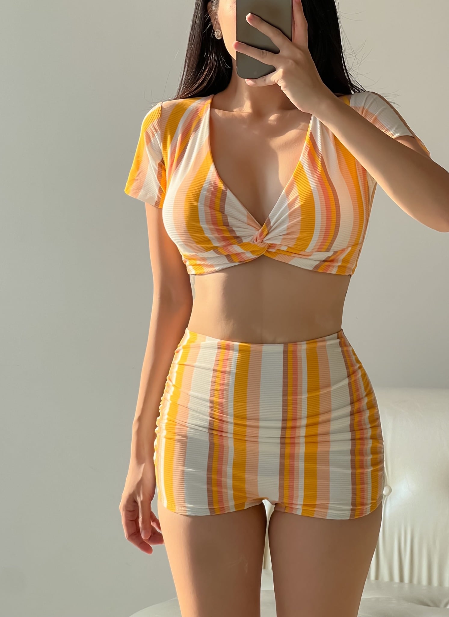 JUICE COUPLE SET SALE - ÁO TẮM 2 MẢNH HỌA TIẾT SỌC CAM