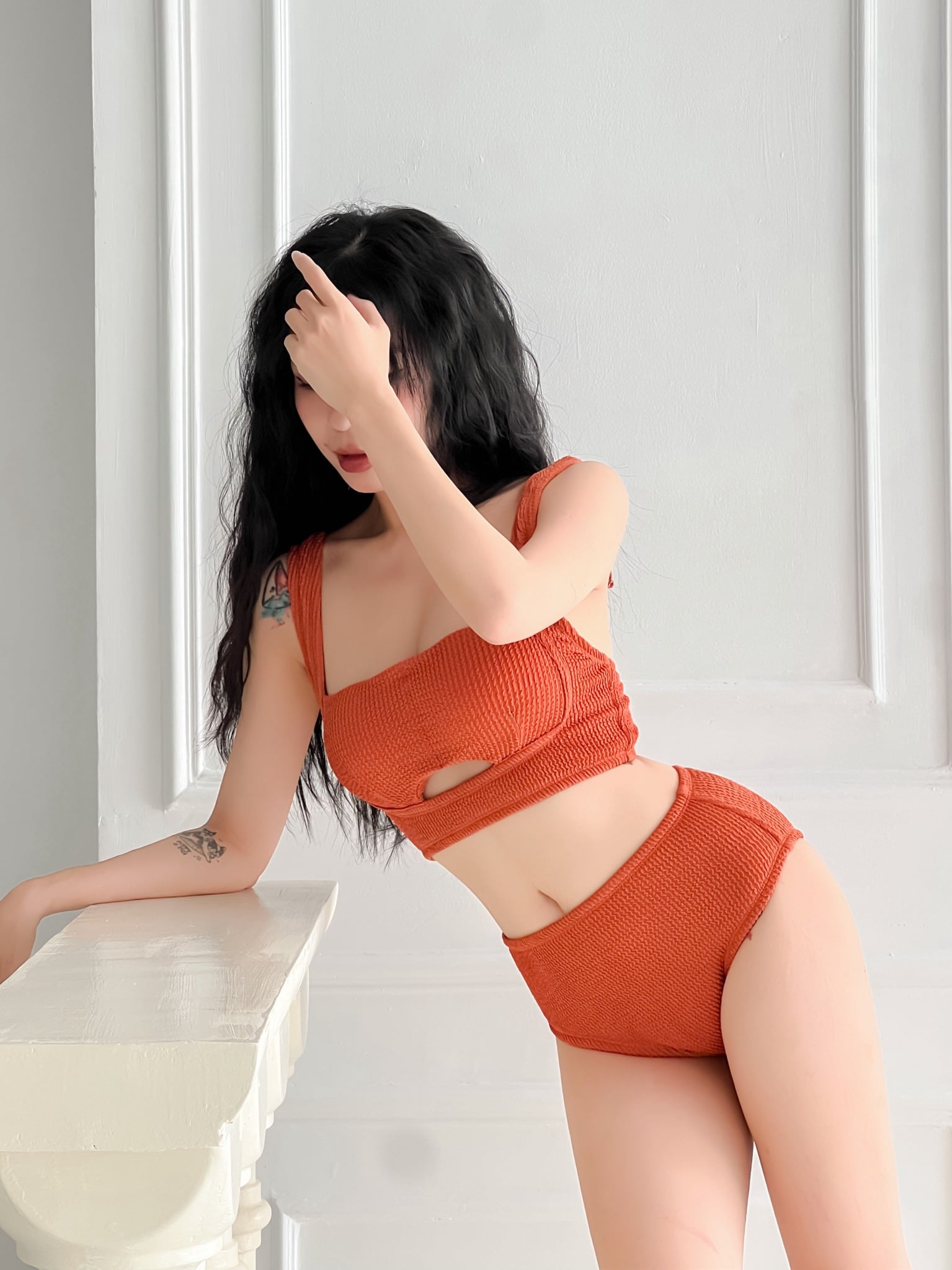 SARINA SWIMSUIT - SET BIKINI 3 DÂY LƯNG KÈM ÁO KHOÁC KÍN ĐÁO