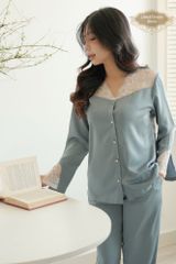JADE SILK PYJAMAS - SET ĐỒ NGỦ LỤA DÀI MÀU XANH BABY BLUE