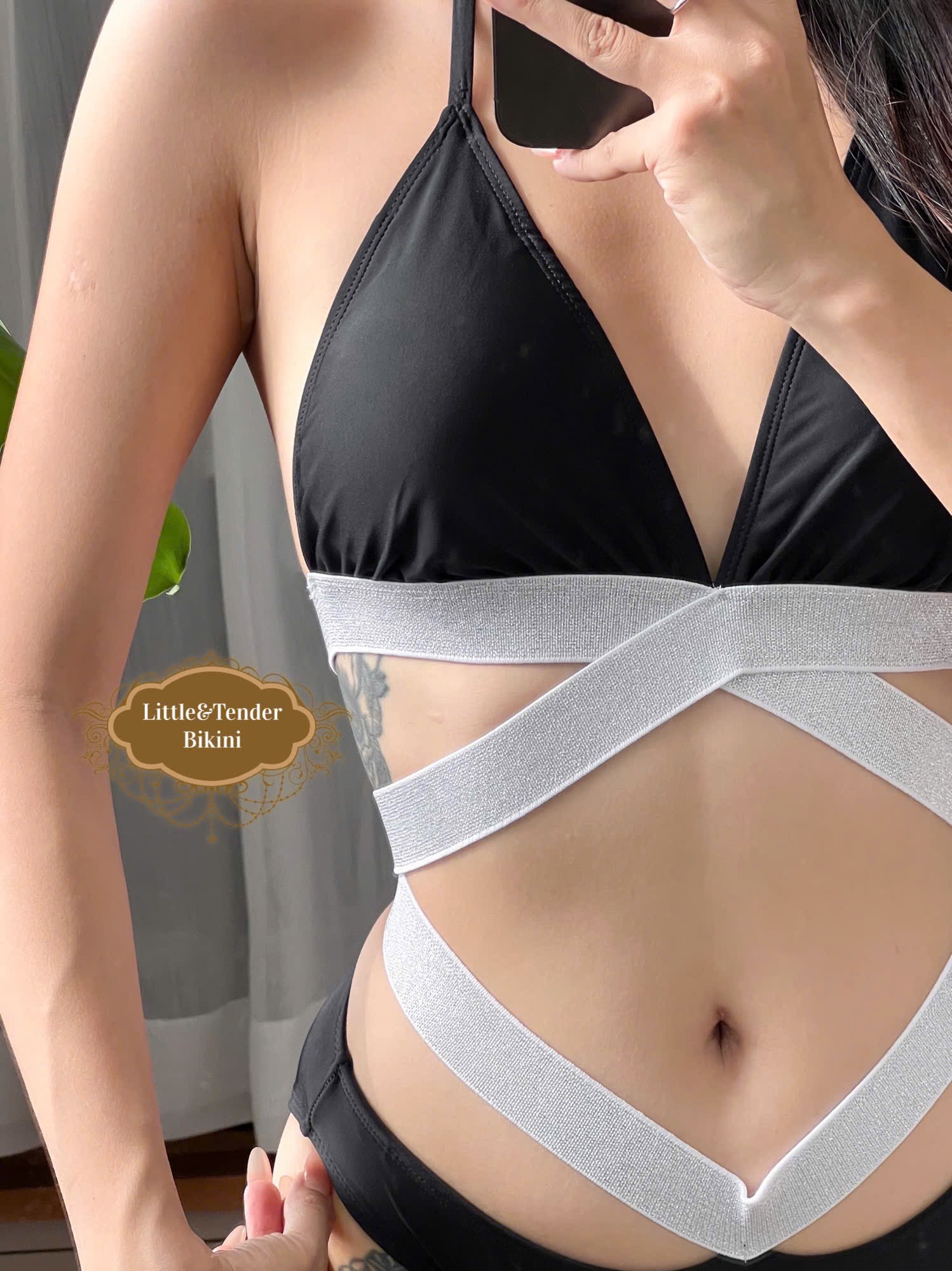 MINA SWIMSUIT - Áo tắm 2 mảnh áo tam giác phối dây kim tuyến (2 màu)