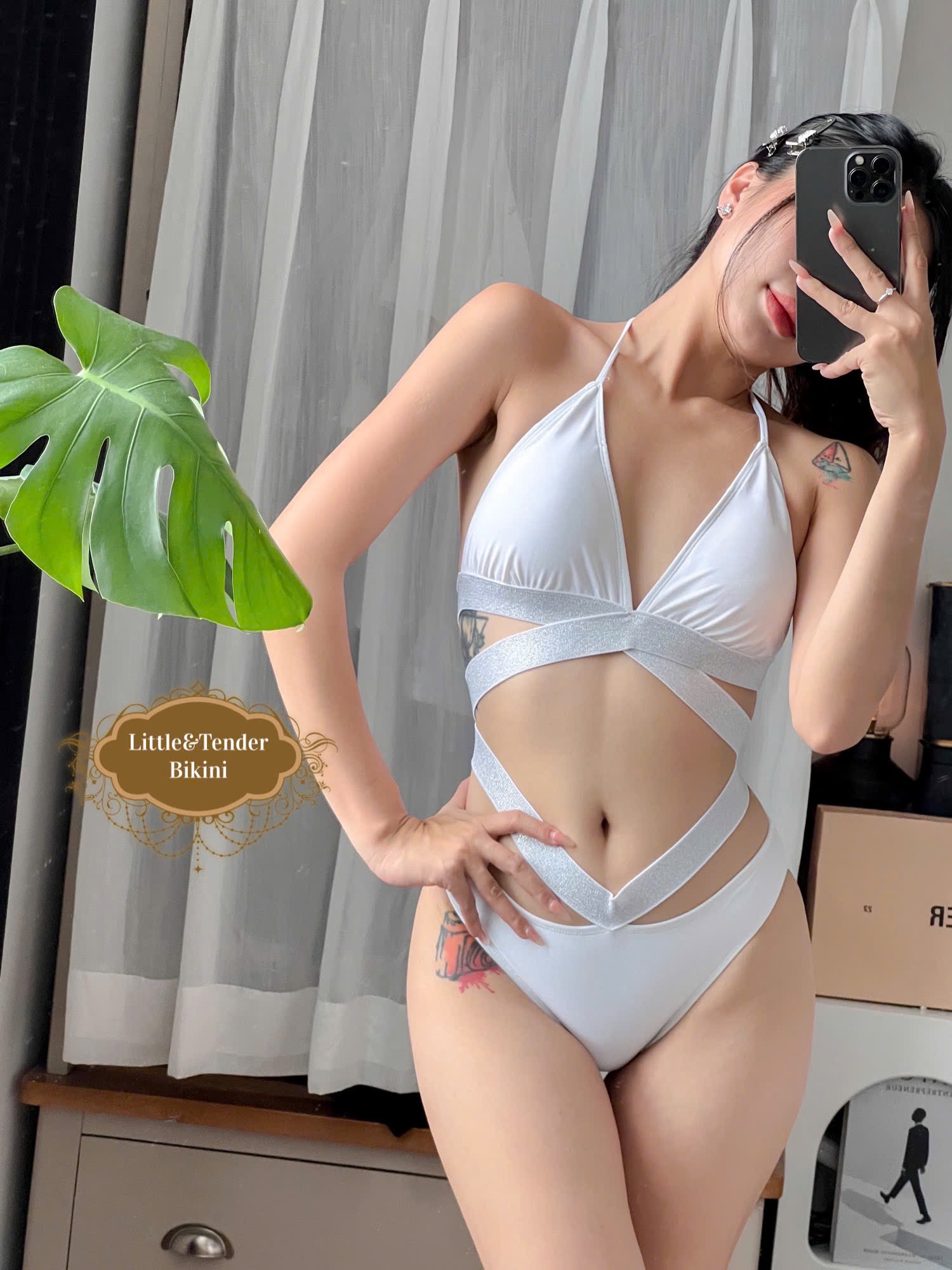 MINA SWIMSUIT - Áo tắm 2 mảnh áo tam giác phối dây kim tuyến (2 màu)