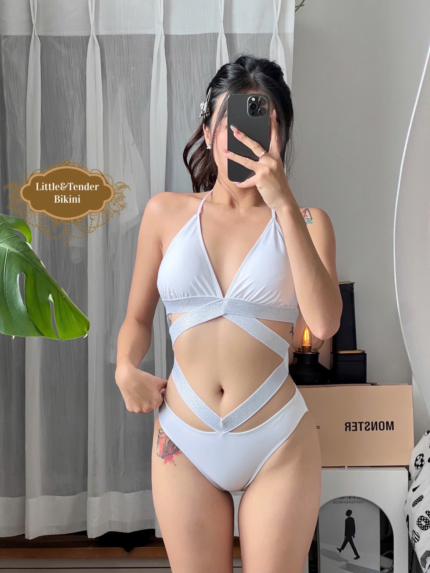 MINA SWIMSUIT - Áo tắm 2 mảnh áo tam giác phối dây kim tuyến (2 màu)