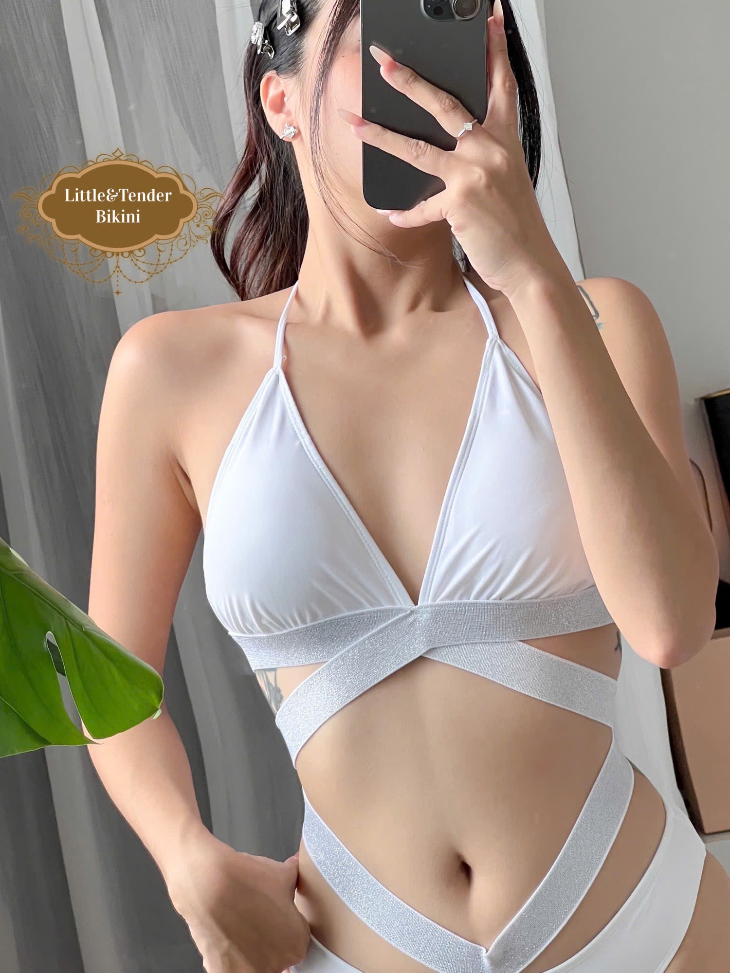 MINA SWIMSUIT - Áo tắm 2 mảnh áo tam giác phối dây kim tuyến (2 màu)