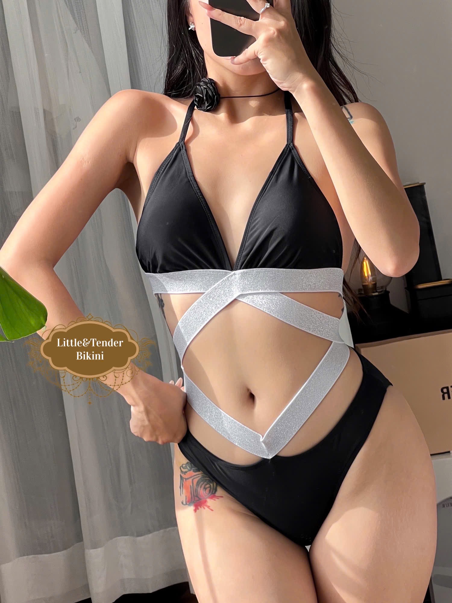 MINA SWIMSUIT - Áo tắm 2 mảnh áo tam giác phối dây kim tuyến (2 màu)